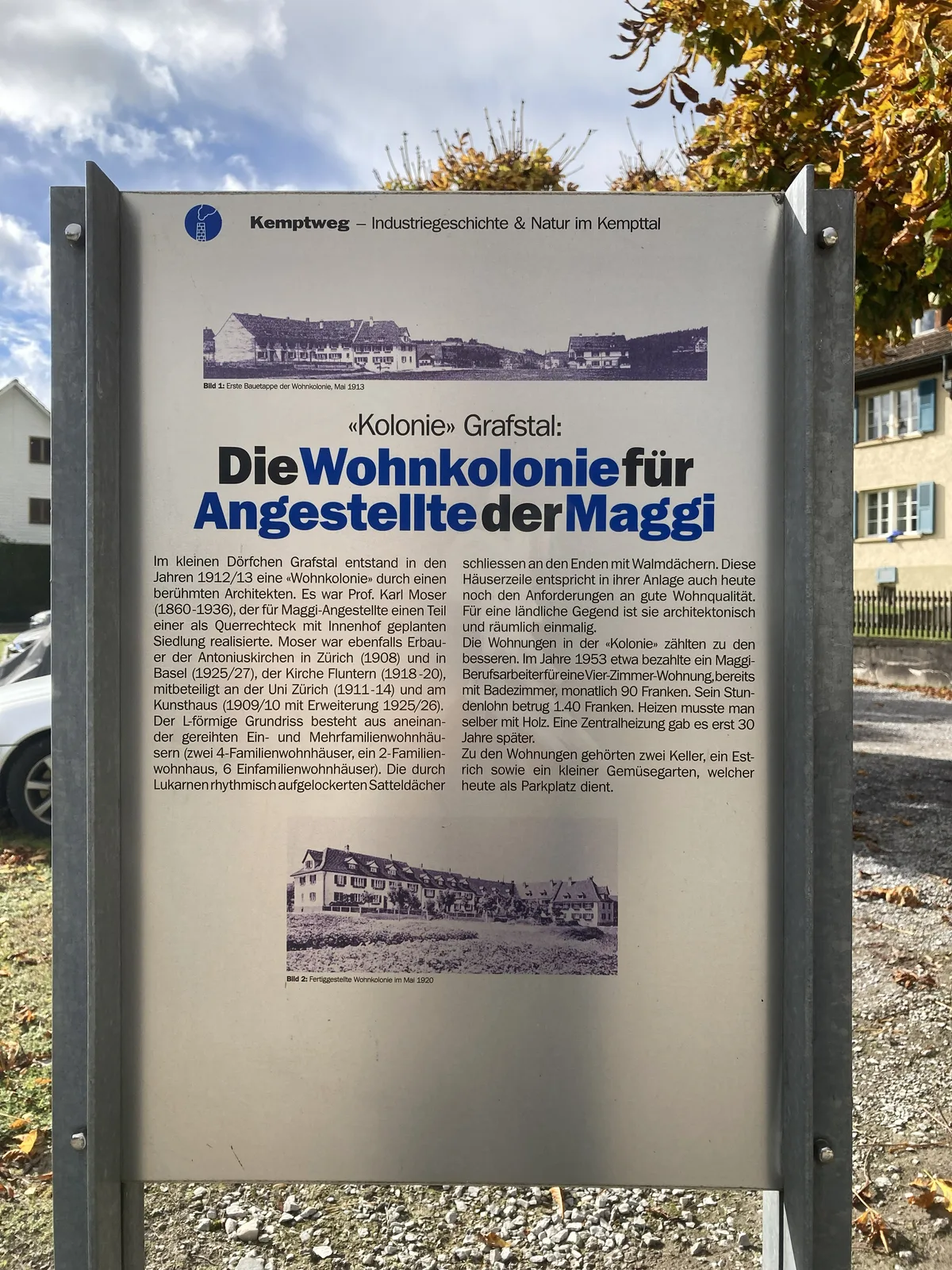 Tafel zur Wohnkolonie in Grafstal